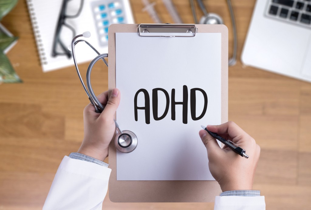 ADHD CONCEPT Printed Diagnosis Attention deficit hyperactivity disorder