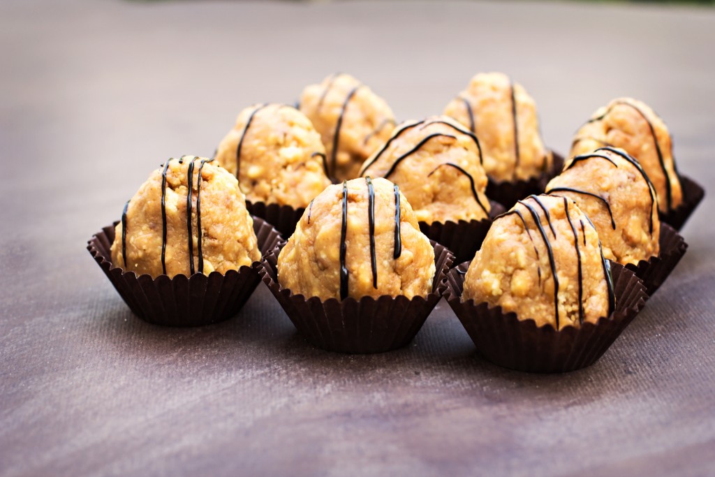 Homemade sweets, small cakes. chocolate balls.  small chocolate cake