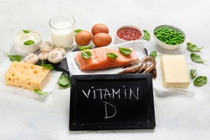 Foods rich in vitamin D for healthy bones, healthy infants and pregnancy. For Cancer, flu and diabet prevention. Top view, flat lay
