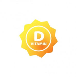Vitamin D icon with sun. Health care concept. Vector on isolated white background. EPS 10