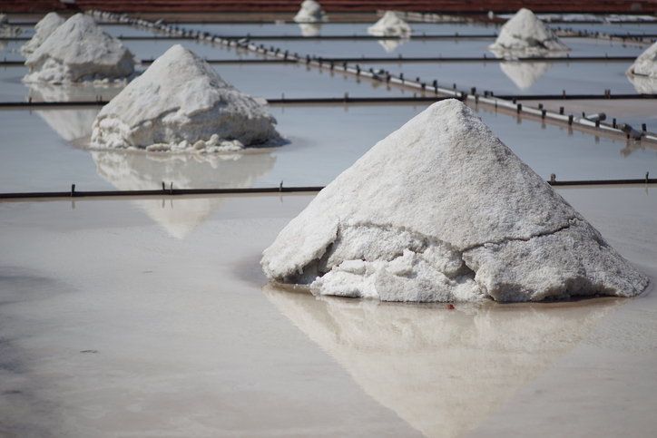 Traditional Salt fields called Jingzajiao Tile-paved Salt fields in Tainan, Southen Taiwan.